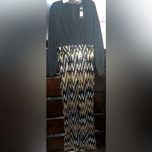 Fashion Nova Sequin Zigzag Jumpsuit - Black, Gold, Silver